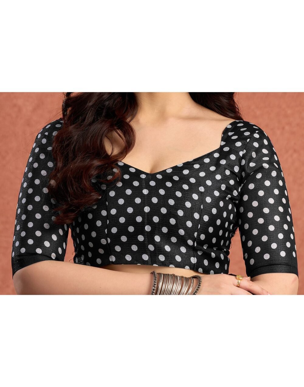 Black Vichitra Silk Printed Saree - Image 6