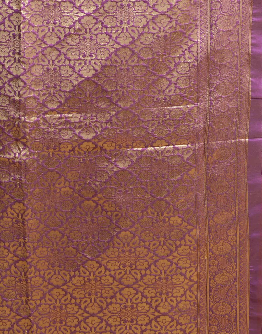 Purple Silk Woven Banarasi Saree - Image 6