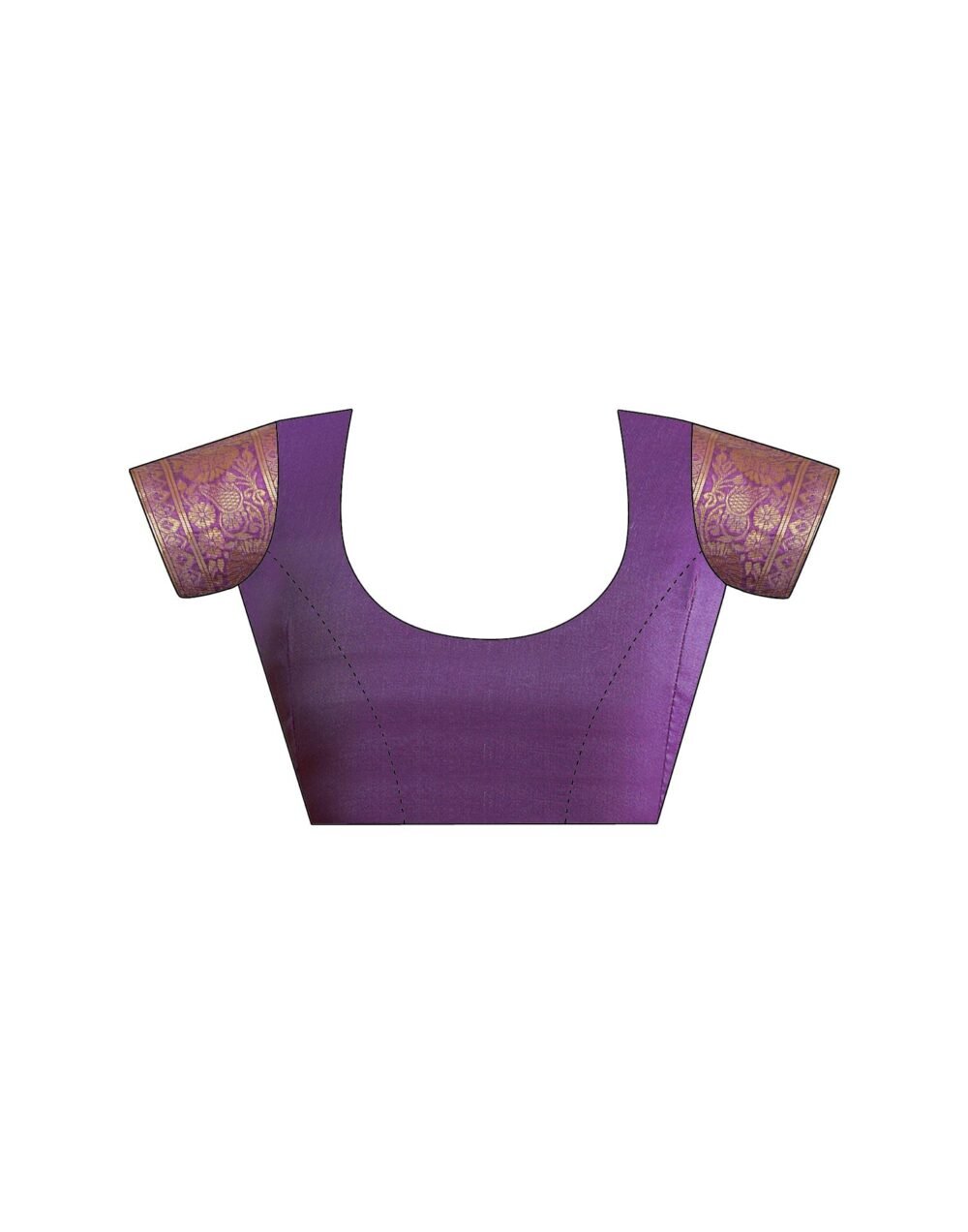 Purple Silk Woven Banarasi Saree - Image 8