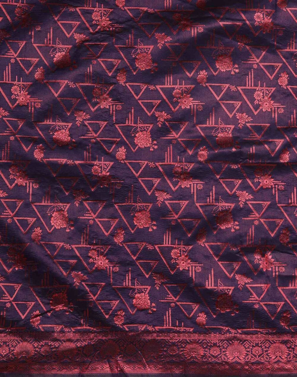 Navy Blue Silk Woven Saree - Image 6