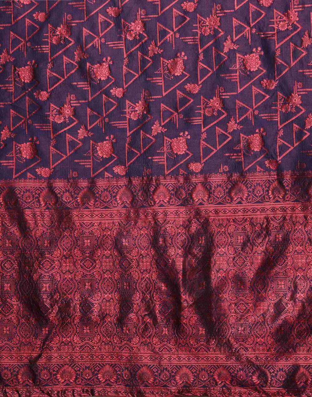 Navy Blue Silk Woven Saree - Image 7