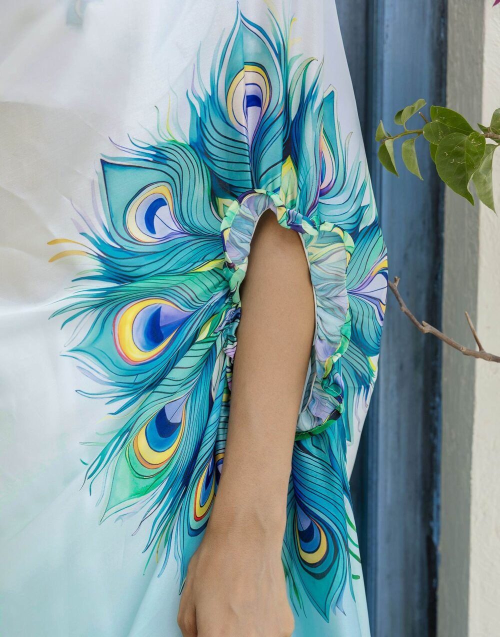 Handsfree Light Blue Satin Printed Saree - Image 2