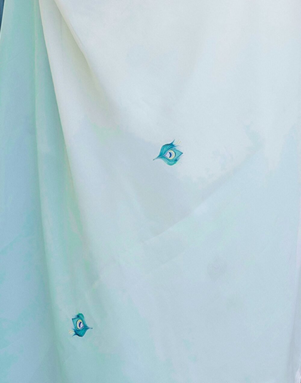 Handsfree Light Blue Satin Printed Saree - Image 12