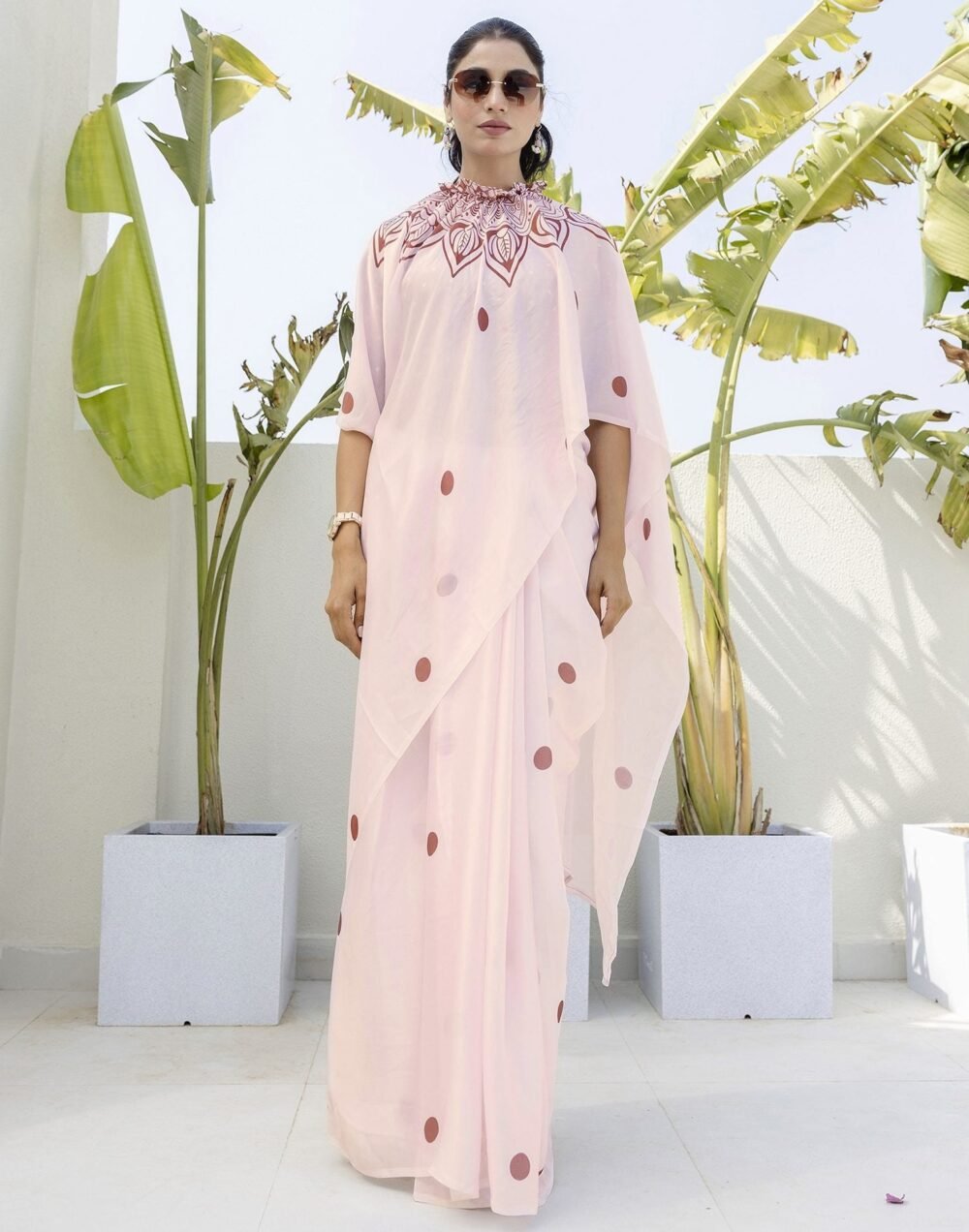 Handsfree Off White Satin Printed Saree - Image 3