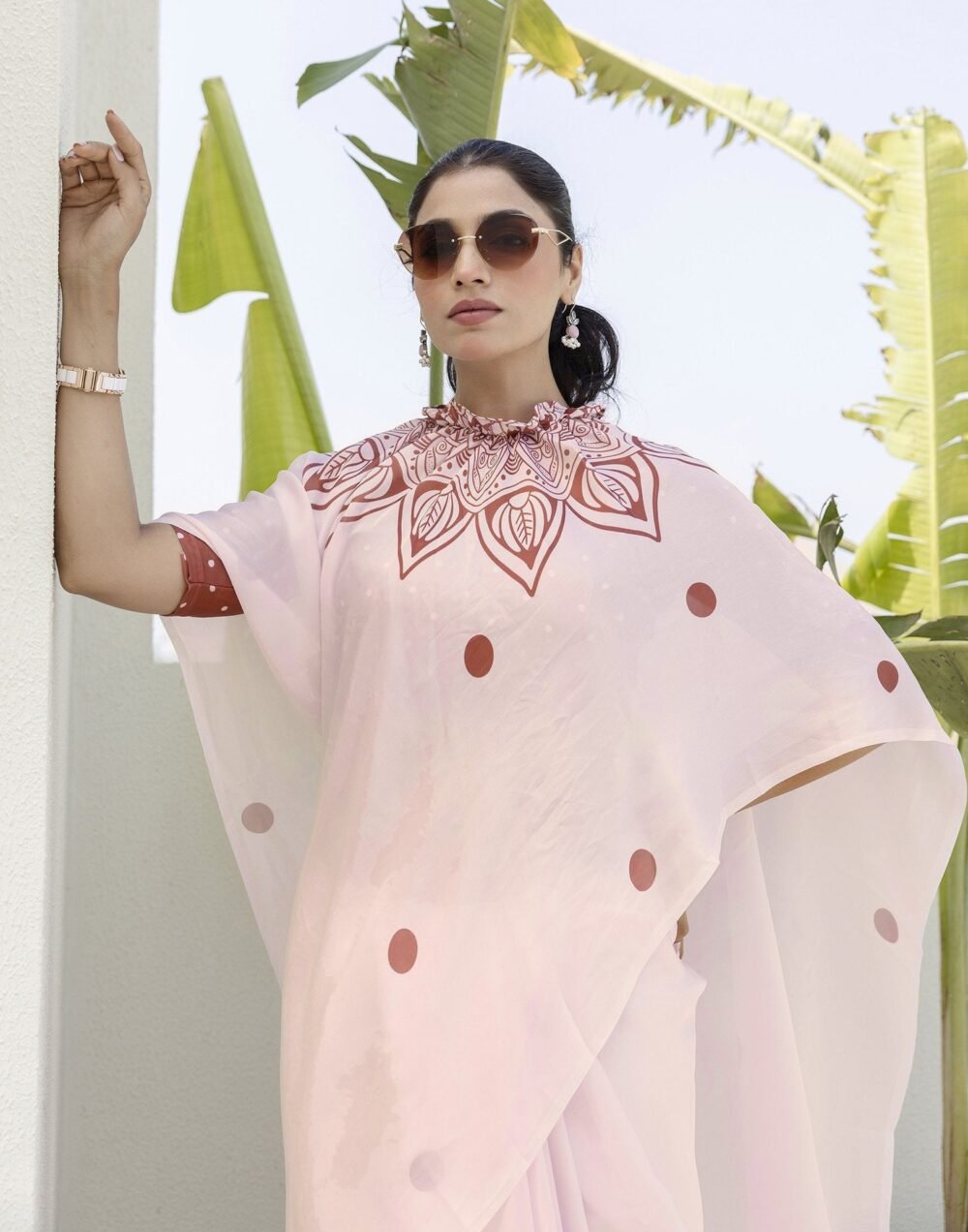 Handsfree Off White Satin Printed Saree - Image 4